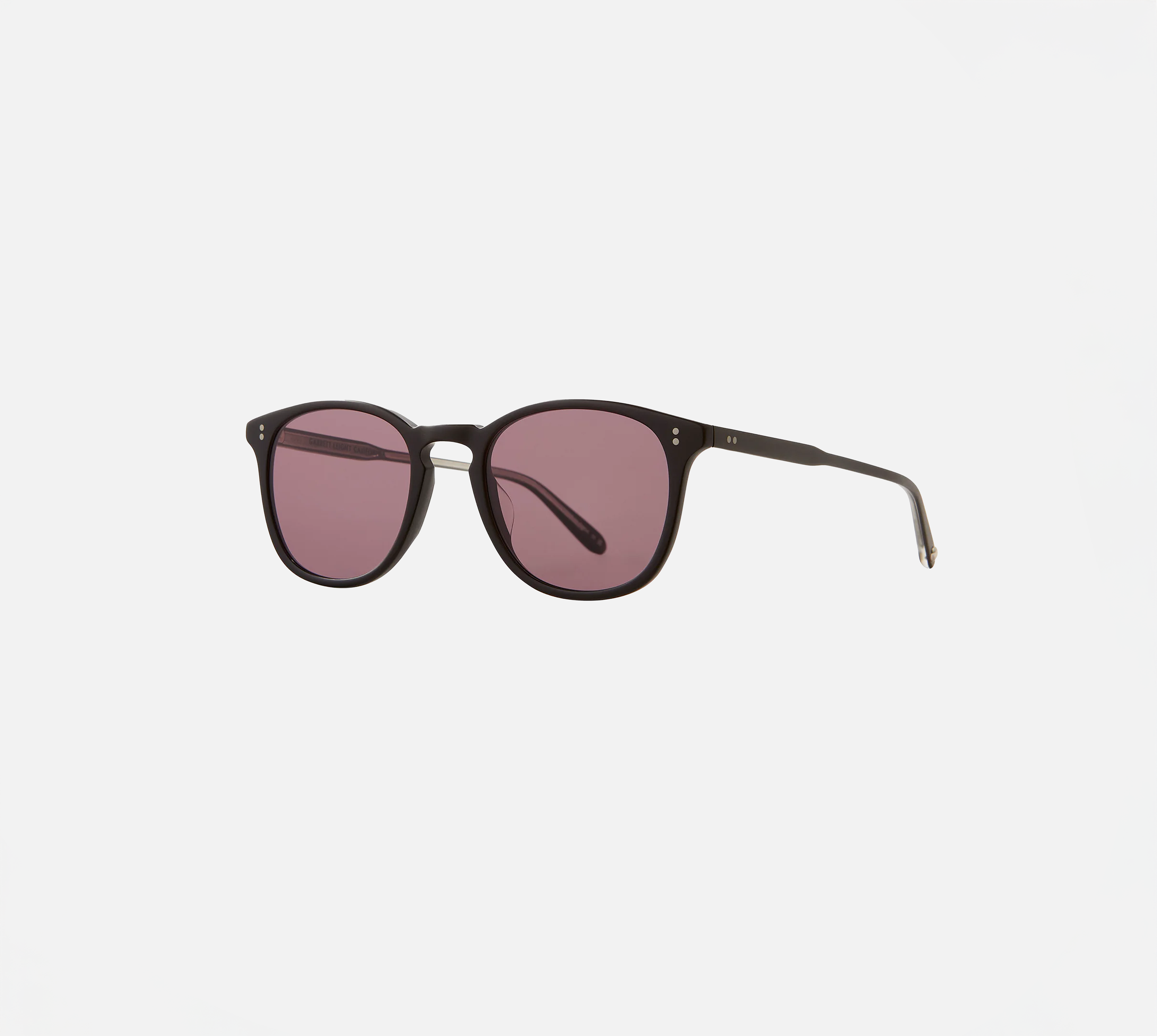 Garrett Leight Kinney Sun Sunglasses in Matte Black, side view.