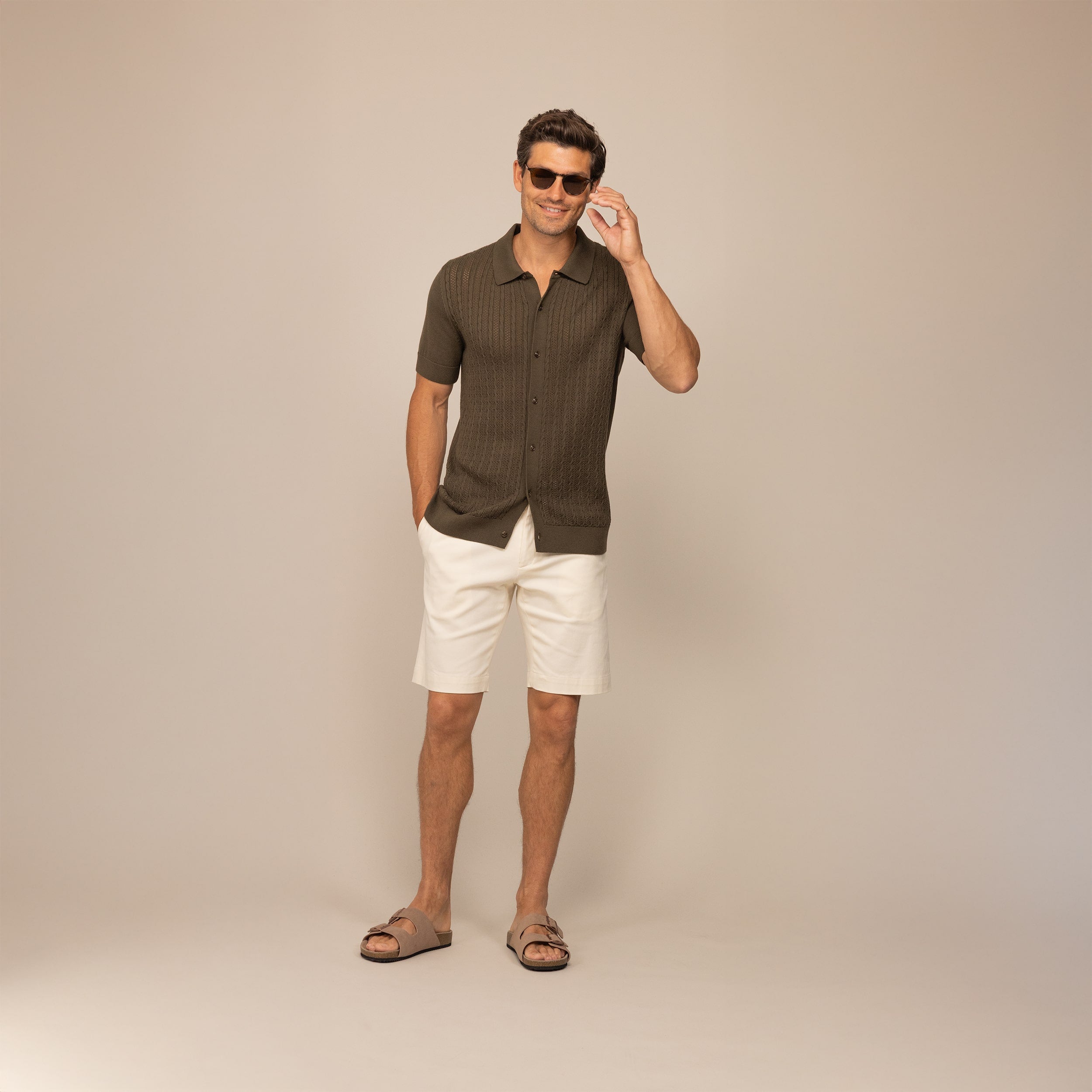 Cable Knit Short Sleeve Shirt