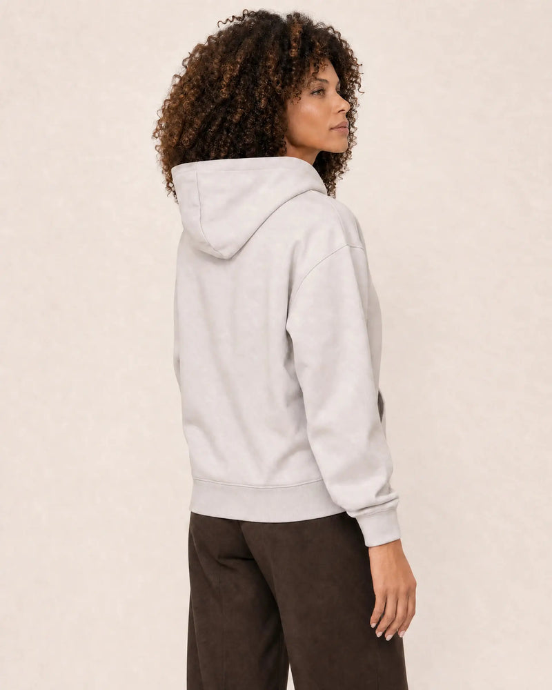 Cotton Fleece Logo Hoodie campaign 04|ash white