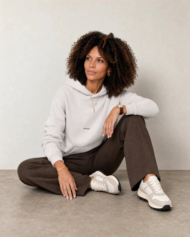 Cotton Fleece Logo Hoodie campaign 07|ash white