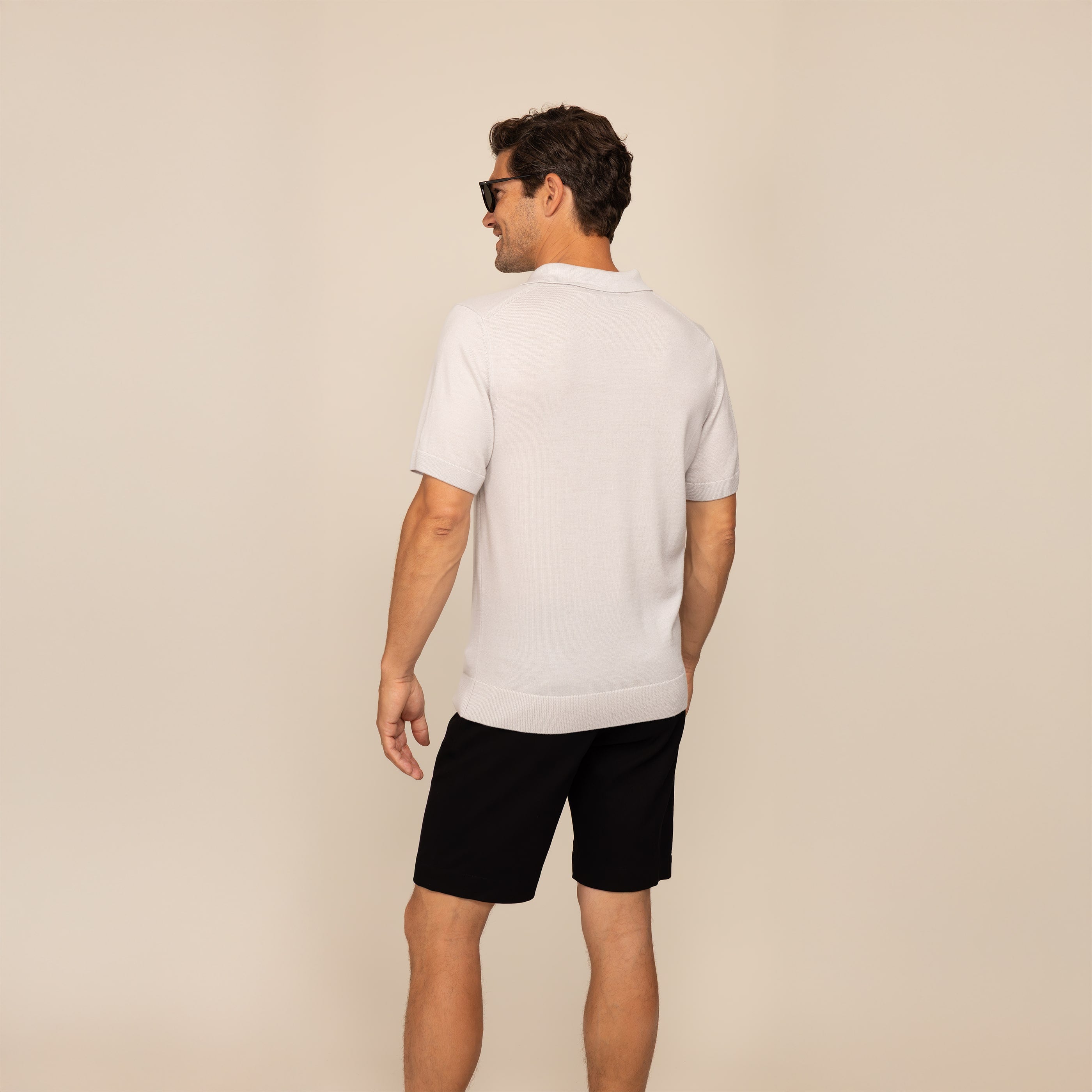 Merino Cotton Open Collar Short Sleeve Polo
