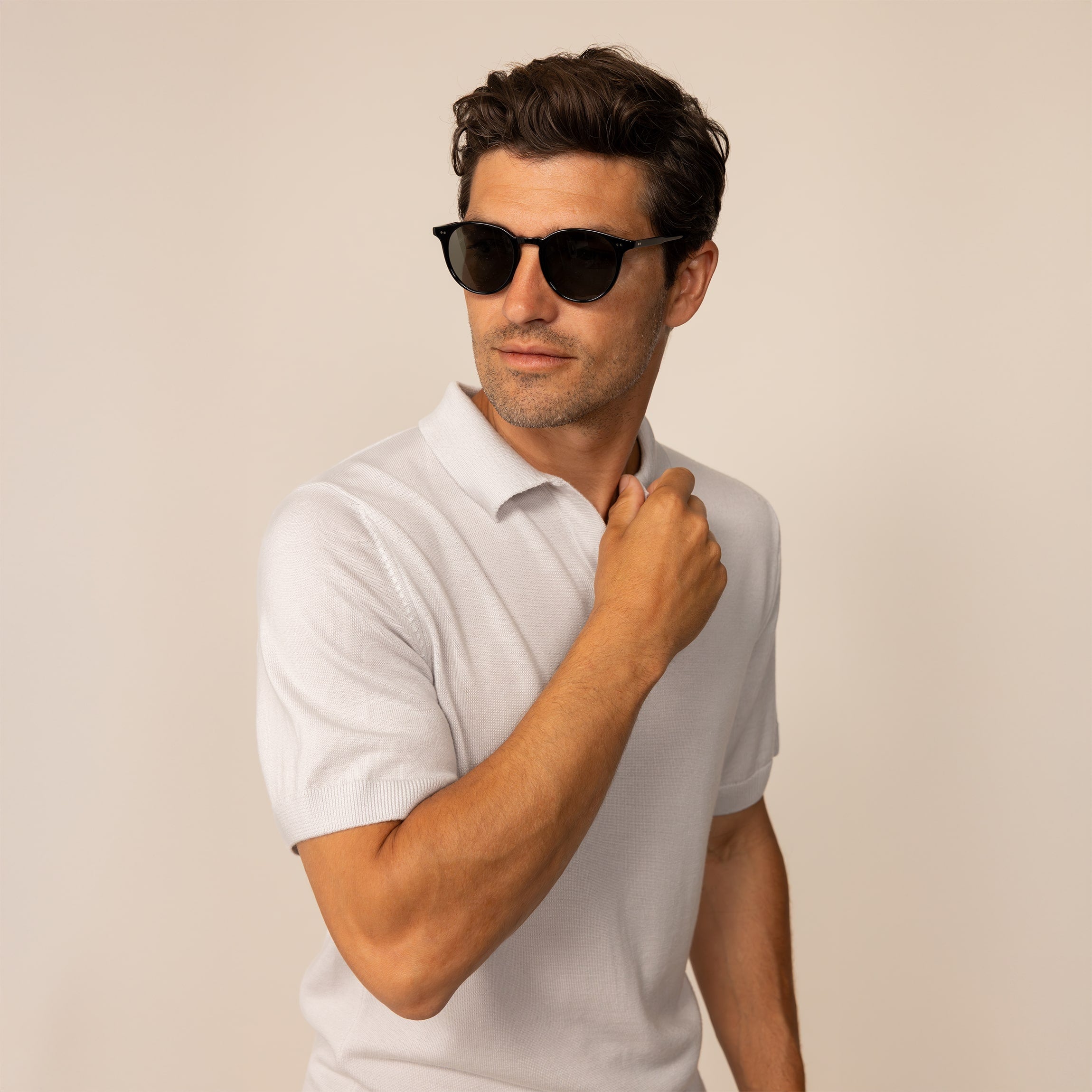 Merino Cotton Open Collar Short Sleeve Polo