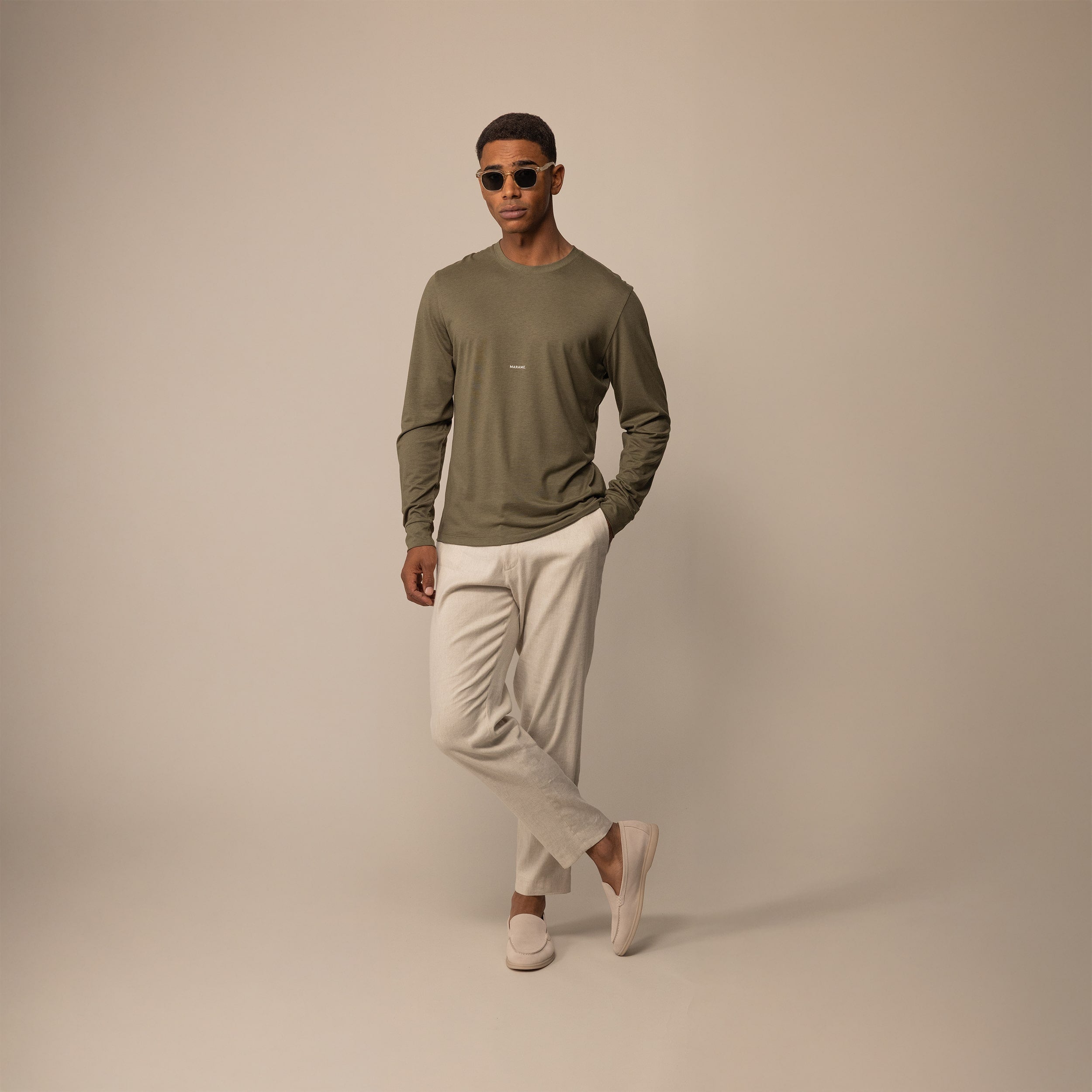 Long Sleeve Lyocell Blend Logo T-Shirt