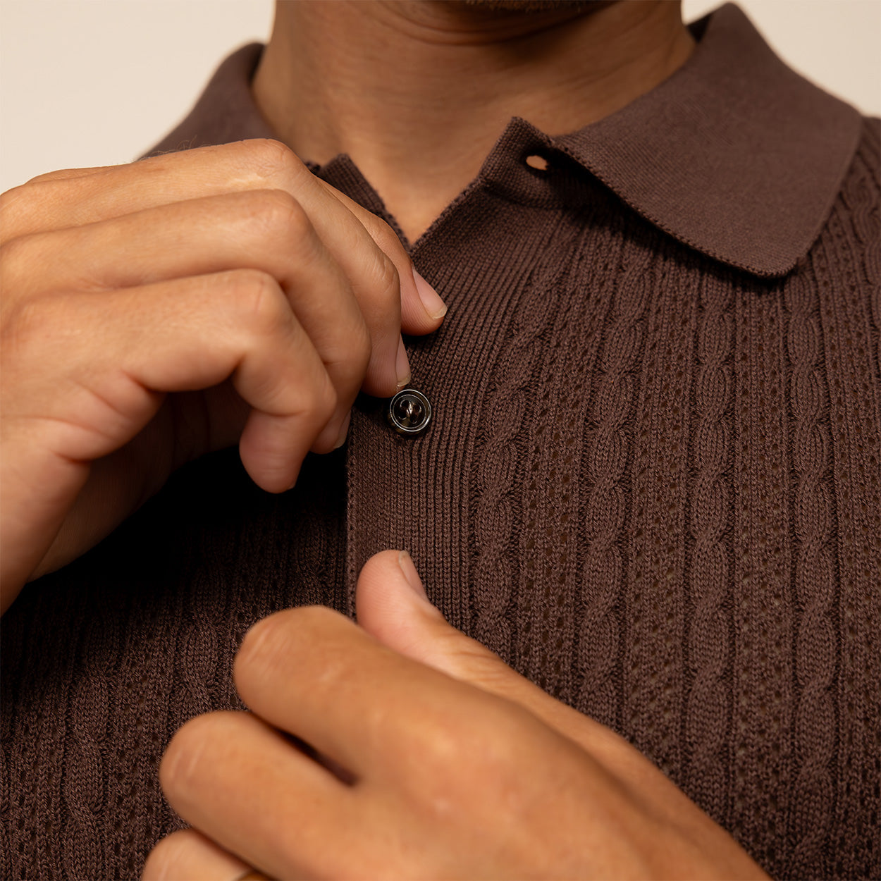 Cable Knit Short Sleeve Shirt