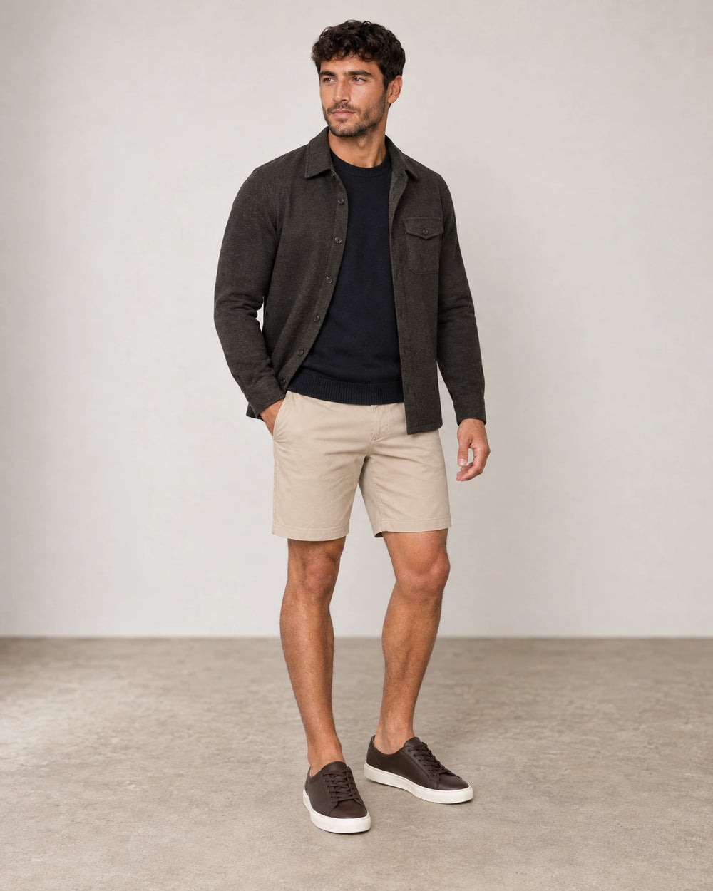 Classic Chino Shorts campaign 02|almond taupe