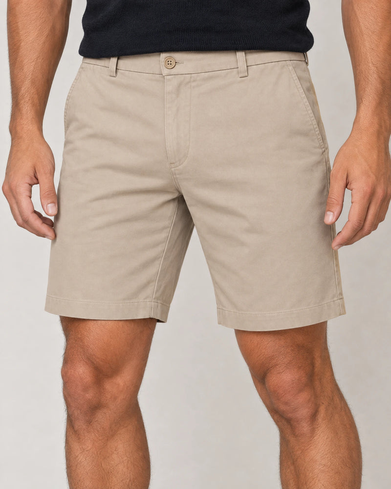 Classic Chino Shorts campaign 03|almond taupe