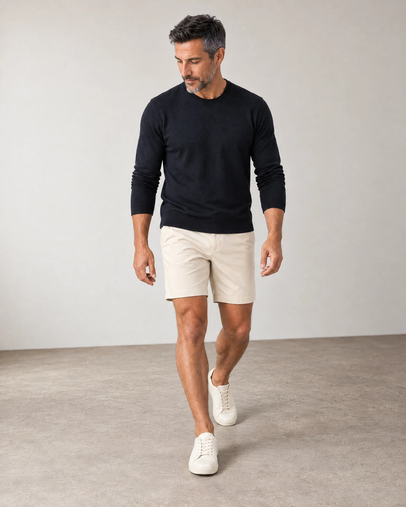 Classic Chino Shorts campaign 06|ivory stone
