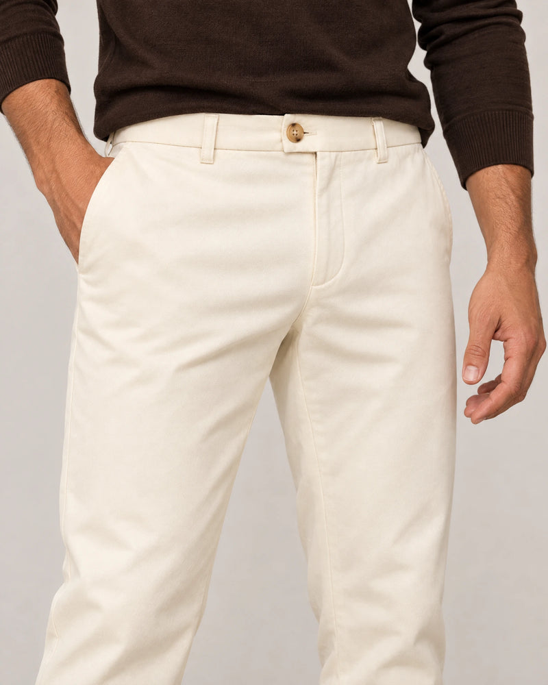 Classic Tapered Chinos campaign 03|ivory stone