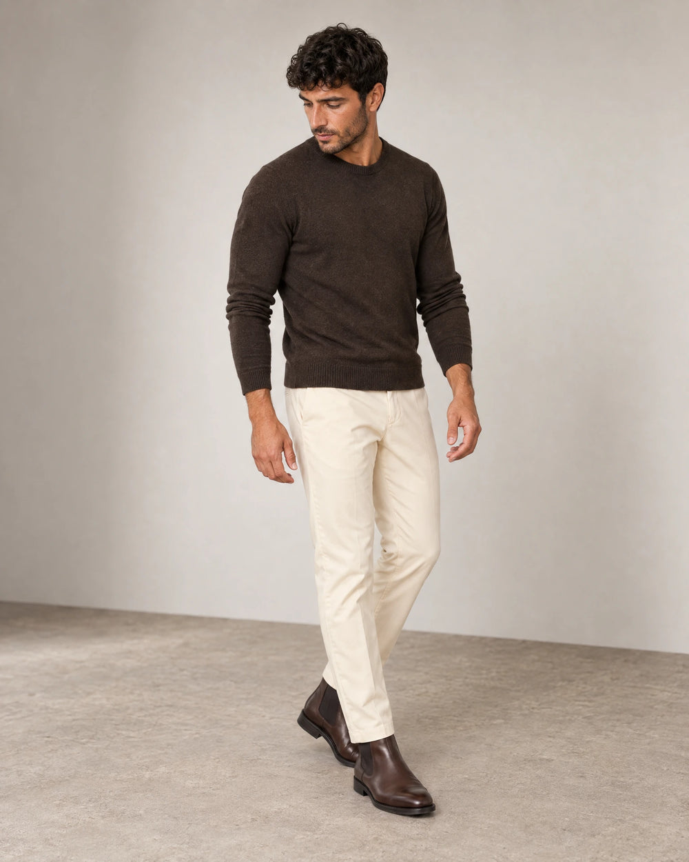 Classic Tapered Chinos campaign 06|ivory stone
