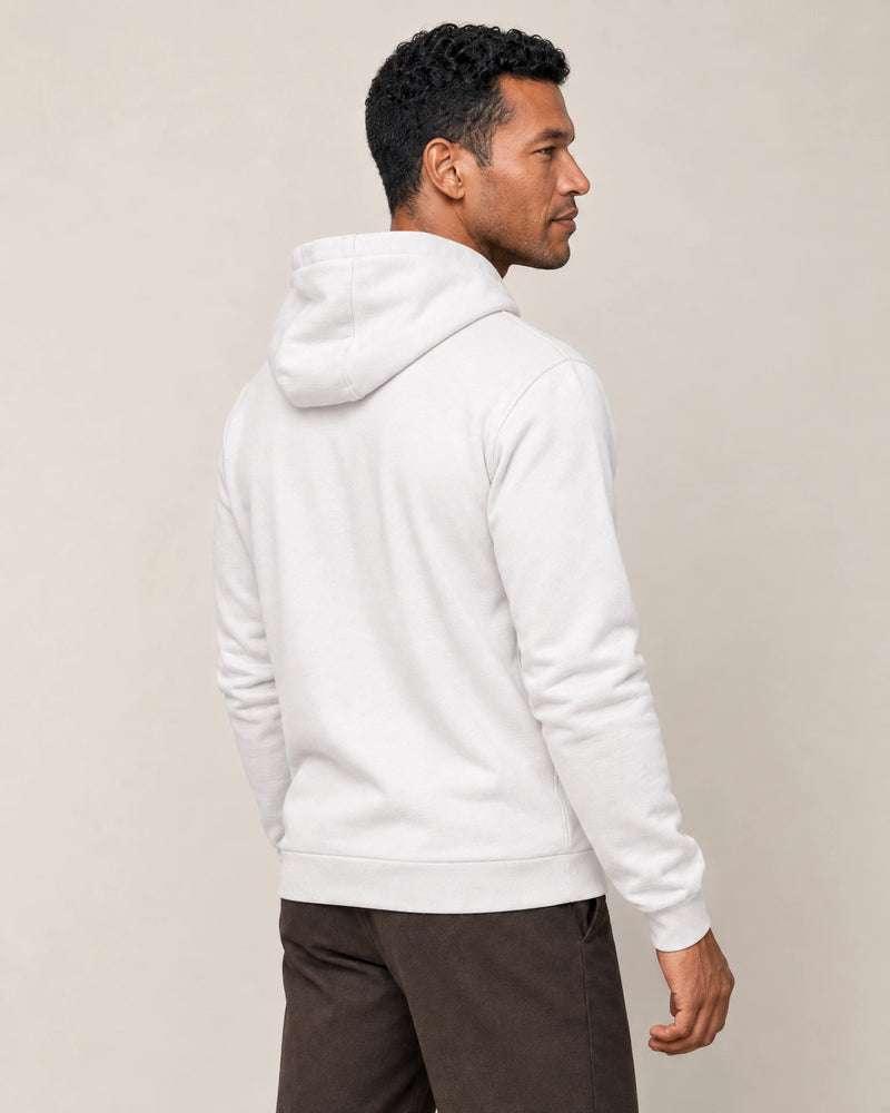 Cotton Fleece Hoodie campaign 04|ash white