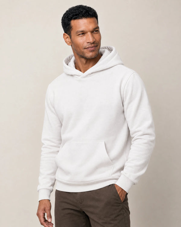 Cotton Fleece Hoodie campaign 05|ash white