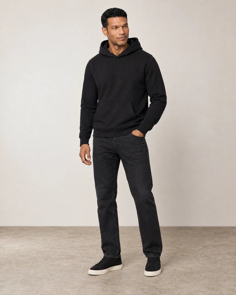 Cotton Fleece Hoodie campaign 02|black