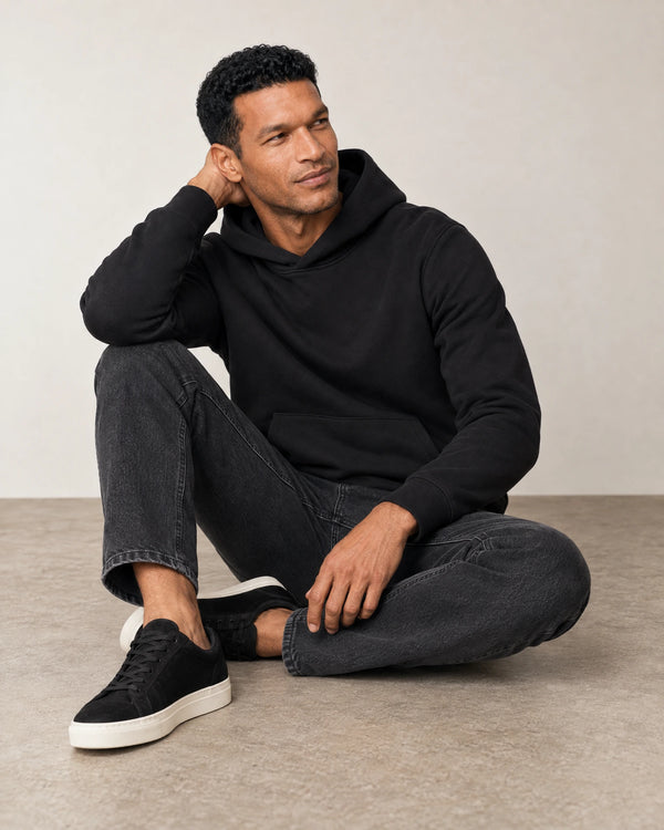Cotton Fleece Hoodie campaign 07|black