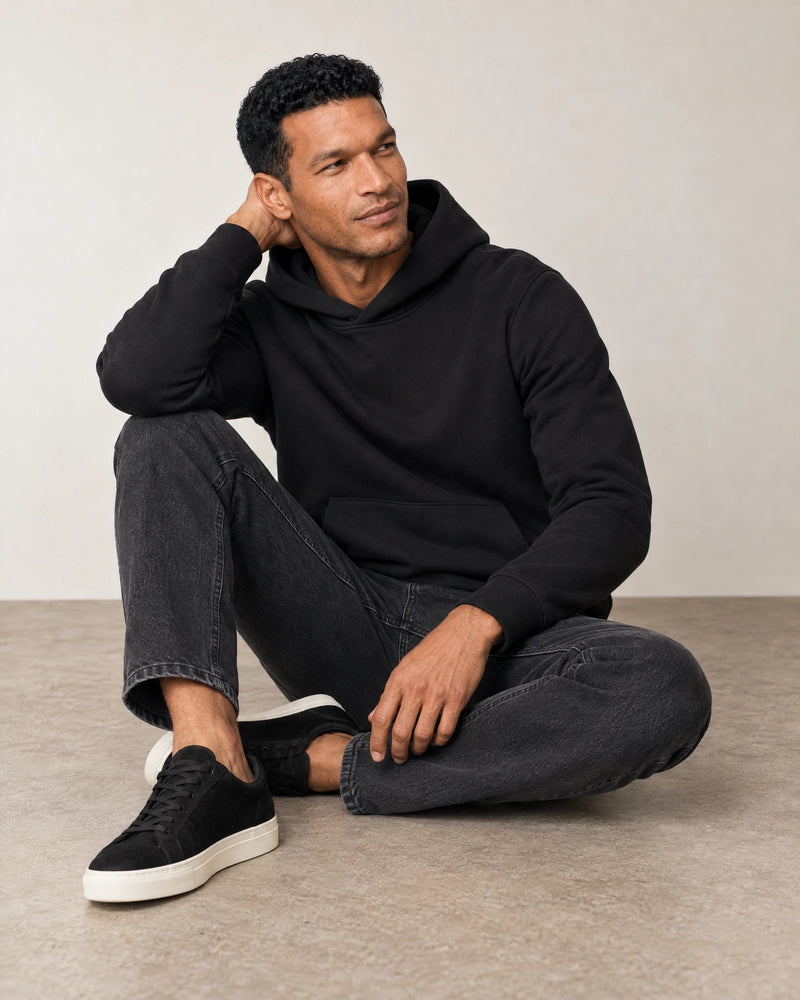 Cotton Fleece Hoodie campaign 07|black