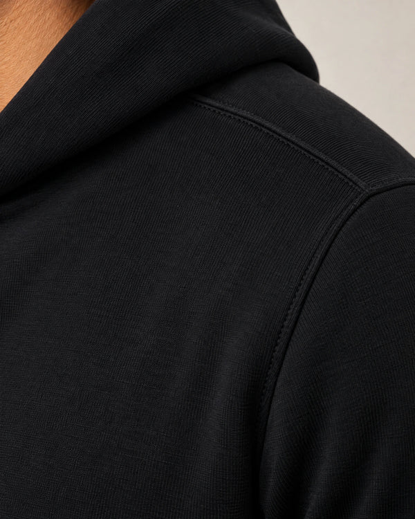 Cotton Fleece Hoodie campaign 08|black