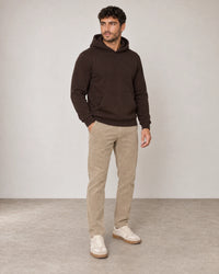 Cotton Fleece Hoodie campaign 02|smoked brown
