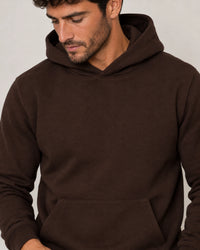Cotton Fleece Hoodie campaign 03|smoked brown