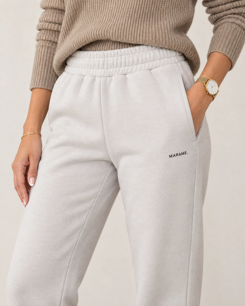 Cotton Fleece Joggers campaign 03|ash white