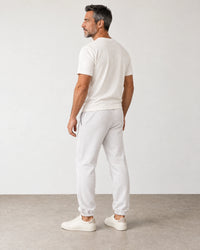 Cotton Fleece Joggers campaign 04|ash white