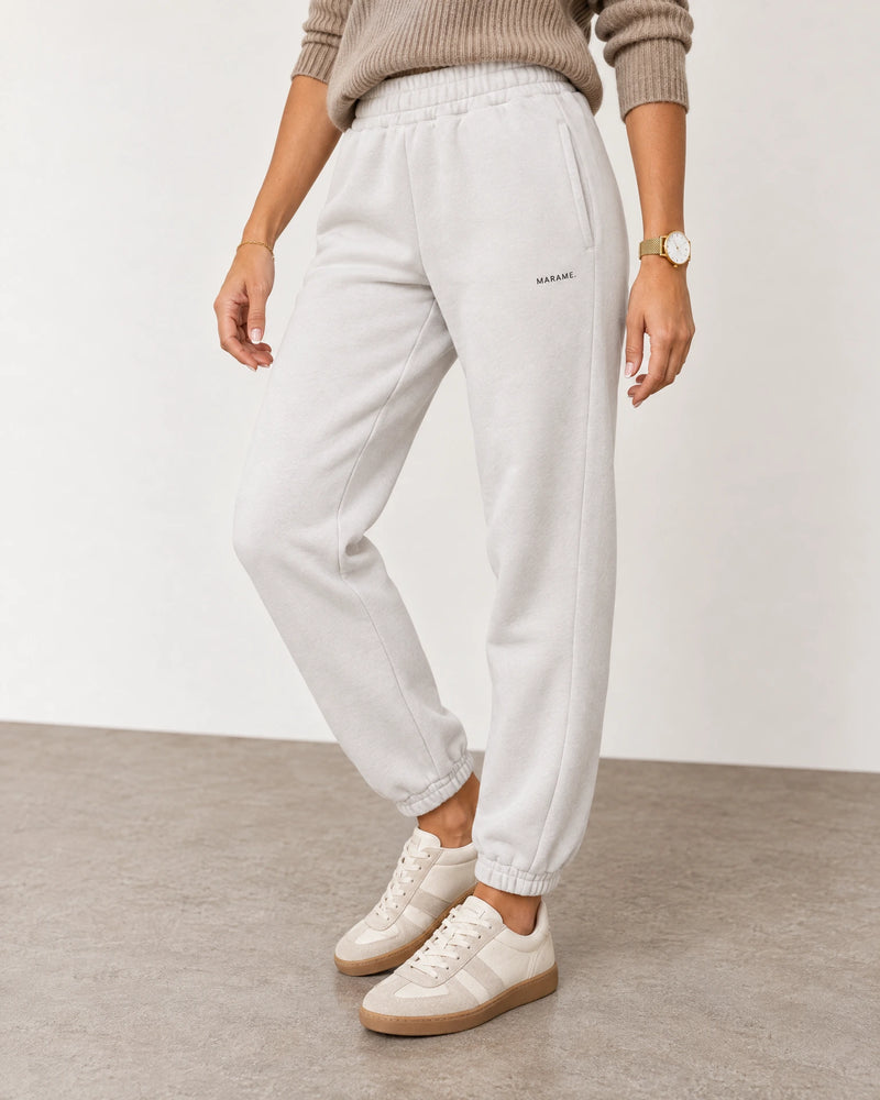 Cotton Fleece Joggers campaign 05|ash white