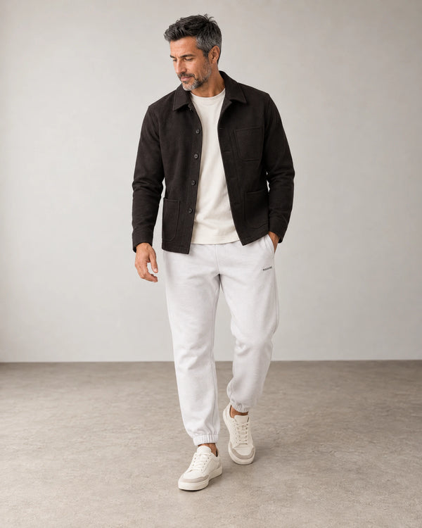 Cotton Fleece Joggers campaign 06|ash white
