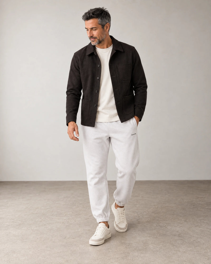 Cotton Fleece Joggers campaign 06|ash white