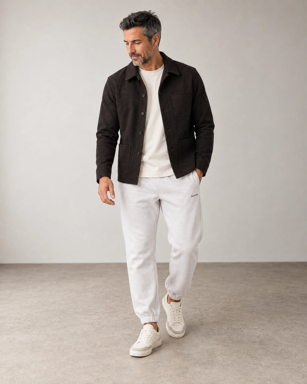 Cotton Fleece Joggers campaign 06|ash white