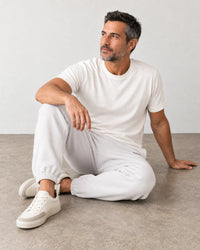 Cotton Fleece Joggers campaign 07|ash white