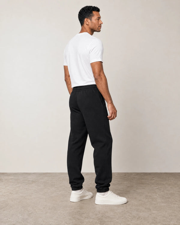 Cotton Fleece Joggers campaign 04|black