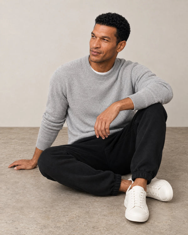 Cotton Fleece Joggers campaign 07|black