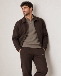 Cotton Fleece Joggers campaign 07|smoked brown