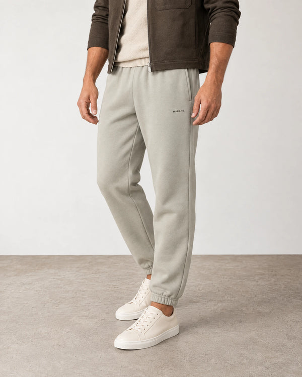 Cotton Fleece Joggers campaign 01|wolf green
