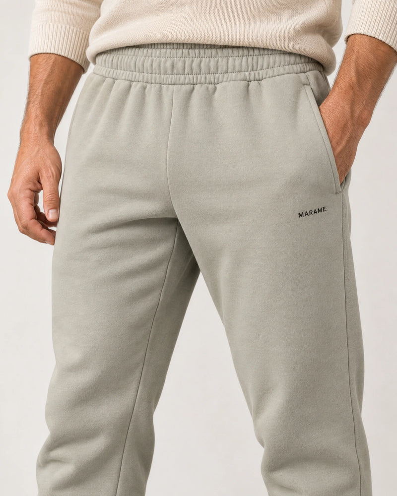 Cotton Fleece Joggers campaign 03|wolf green