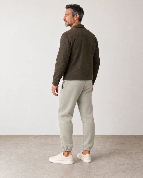 Cotton Fleece Joggers campaign 04|wolf green