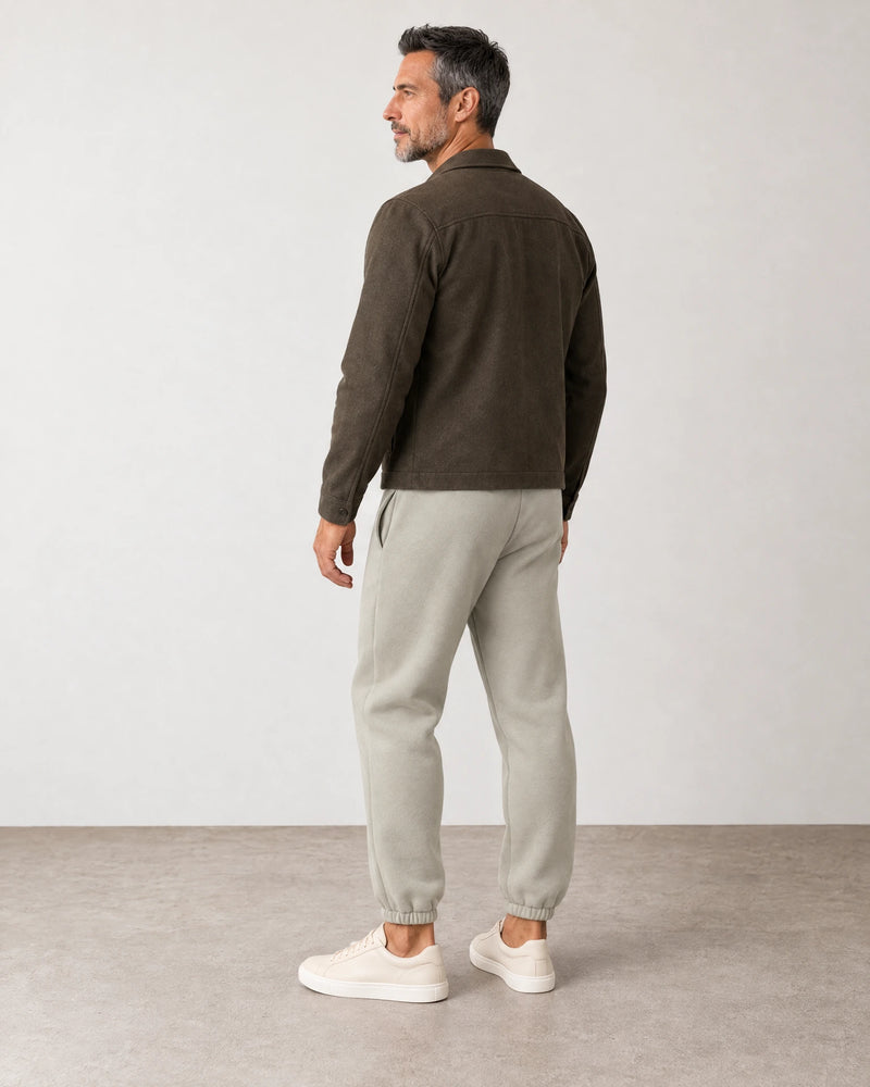 Cotton Fleece Joggers campaign 04|wolf green