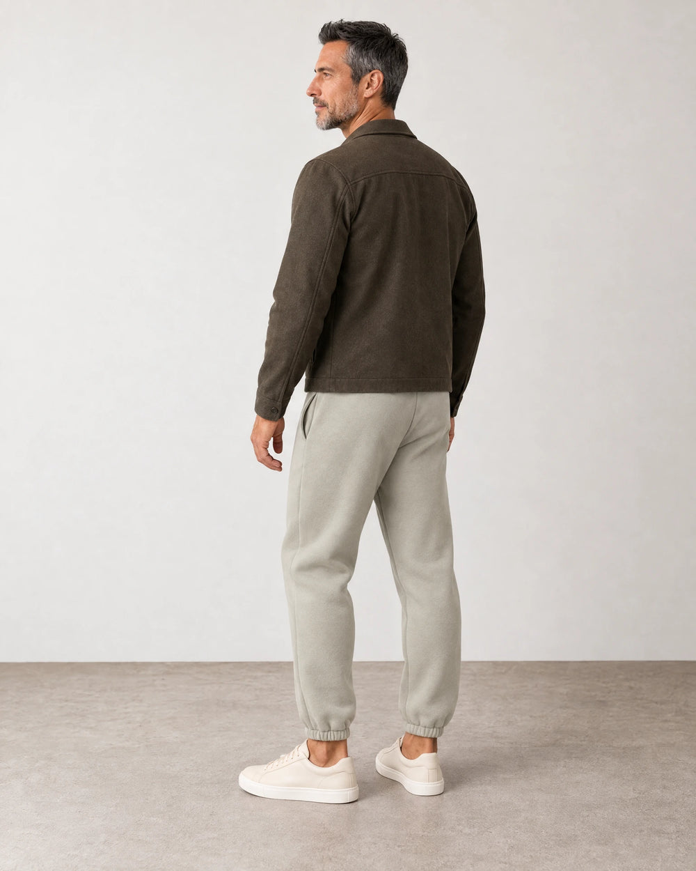 Cotton Fleece Joggers campaign 04|wolf green