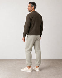 Cotton Fleece Joggers campaign 04|wolf green