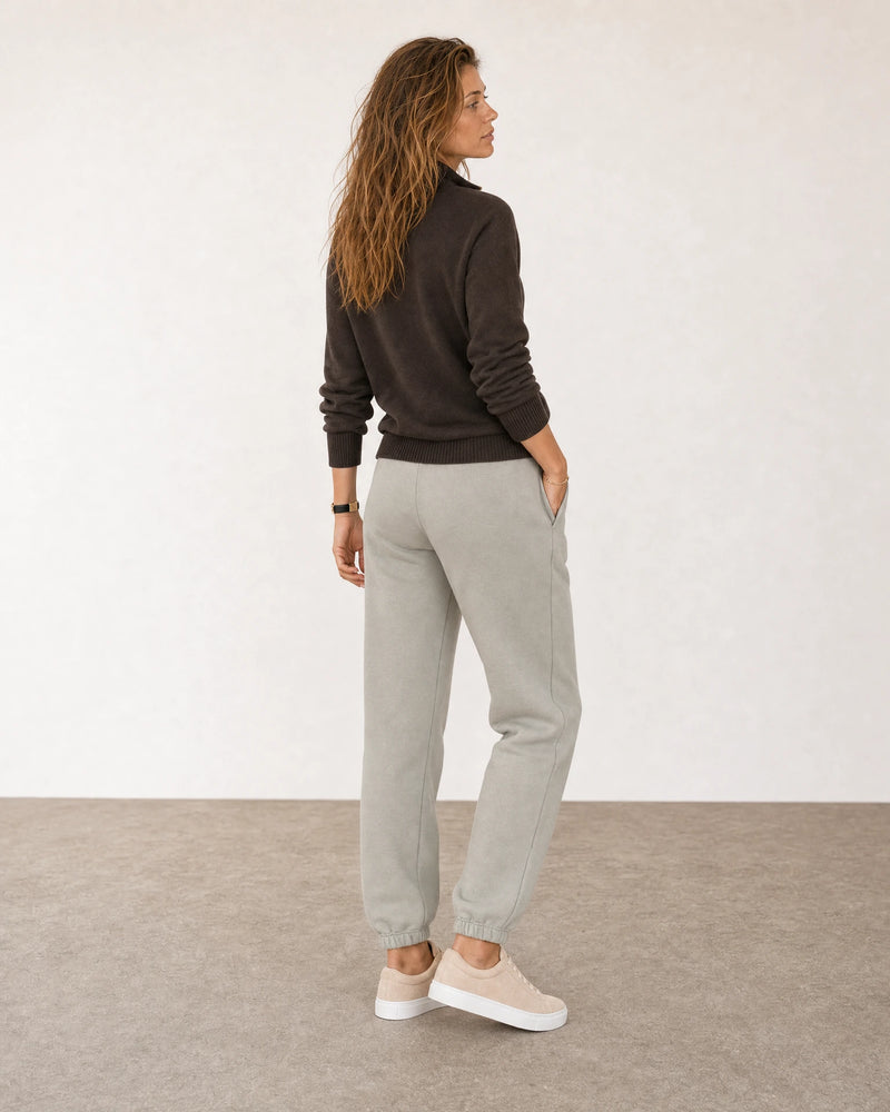 Cotton Fleece Joggers campaign 04|wolf green
