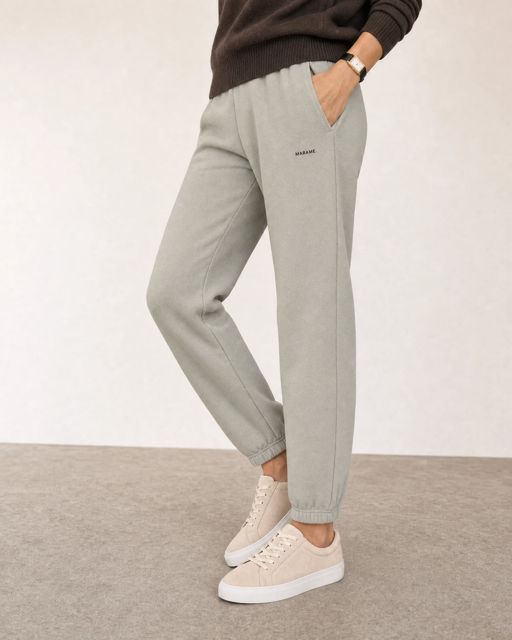 Cotton Fleece Joggers campaign 05|wolf green