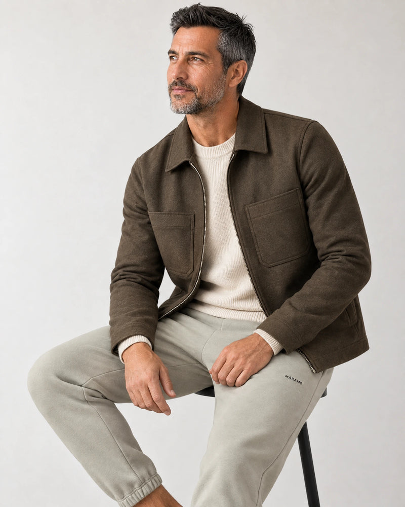 Cotton Fleece Joggers campaign 07|wolf green