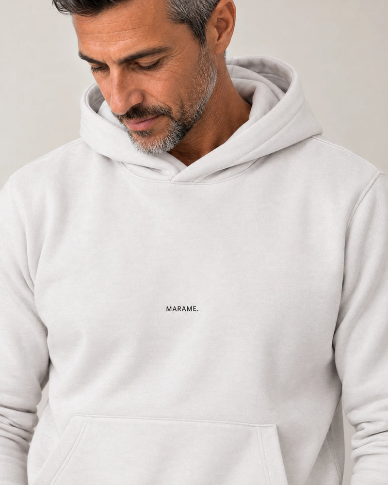 Cotton Fleece Logo Hoodie campaign 03|Ash White