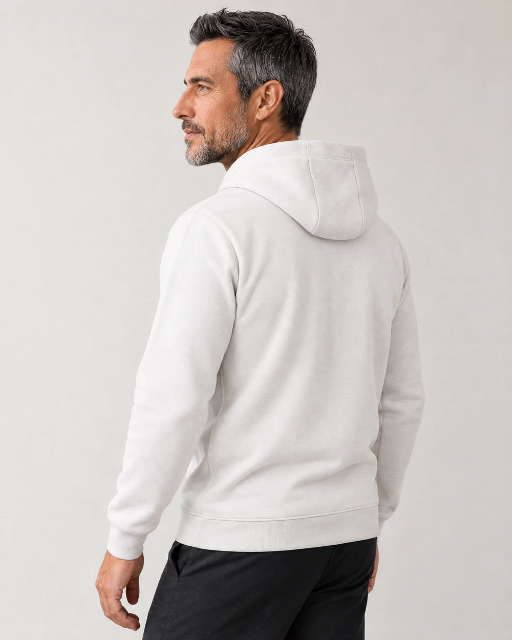 Cotton Fleece Logo Hoodie campaign 04|Ash White