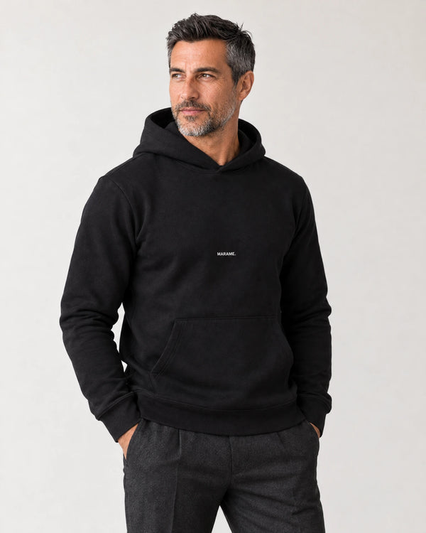 Cotton Fleece Logo Hoodie campaign 01|Black