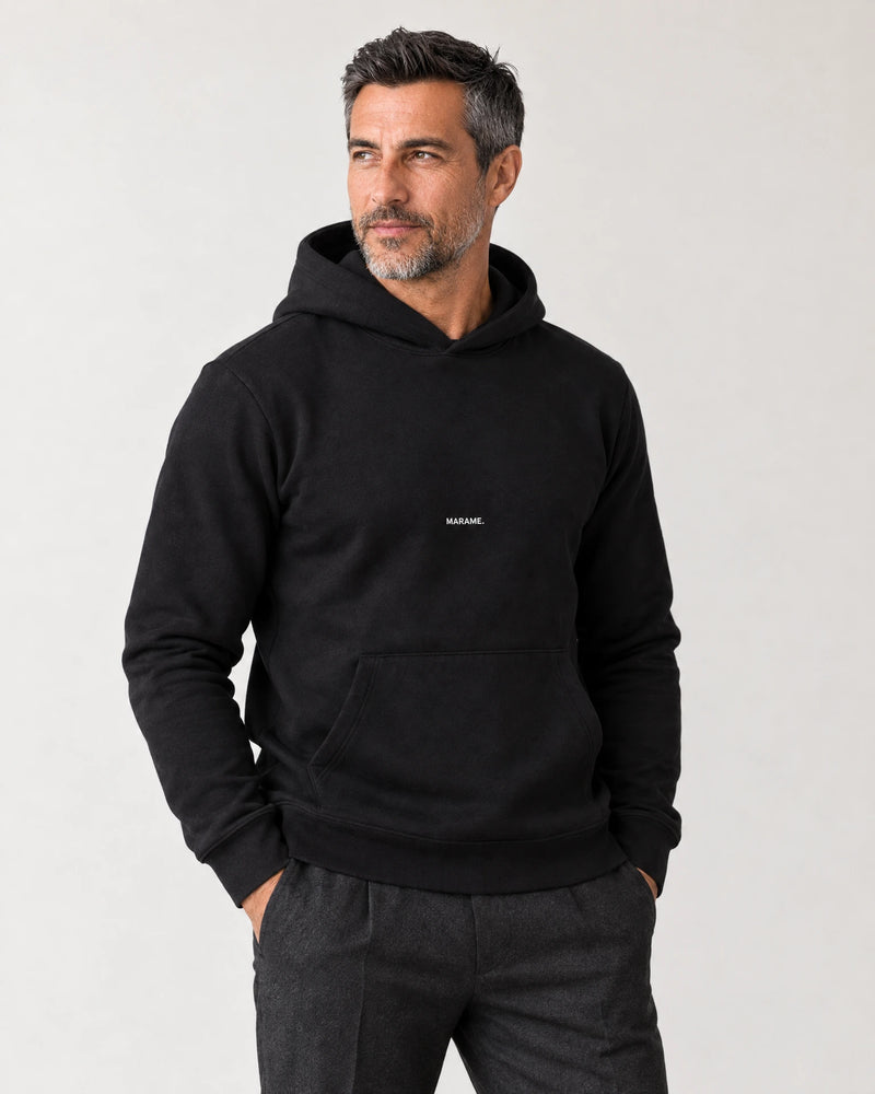 Cotton Fleece Logo Hoodie campaign 01|Black
