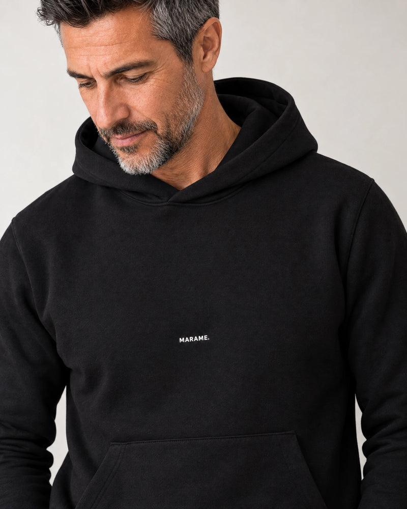 Cotton Fleece Logo Hoodie campaign 03|Black