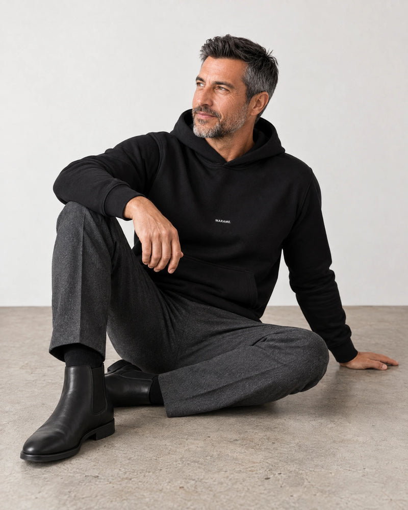 Cotton Fleece Logo Hoodie campaign 07|Black
