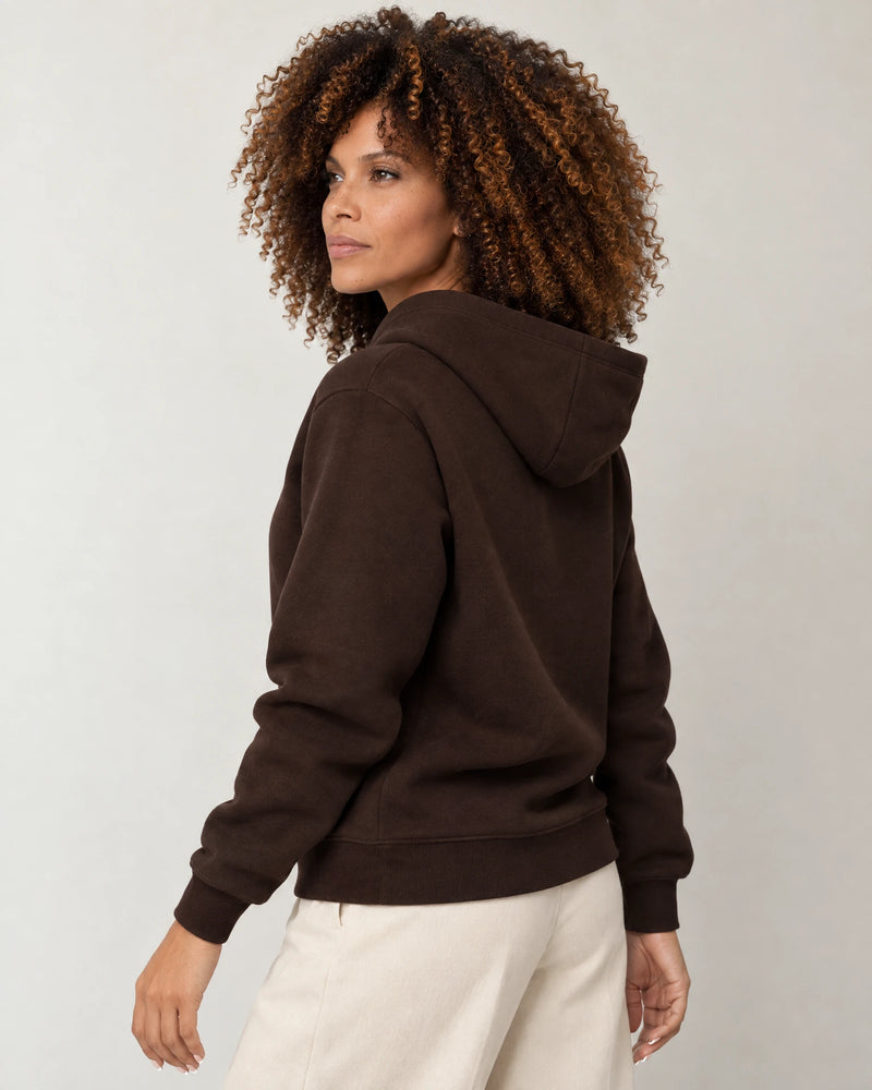 Cotton Fleece Logo Hoodie campaign 04|smoked brown