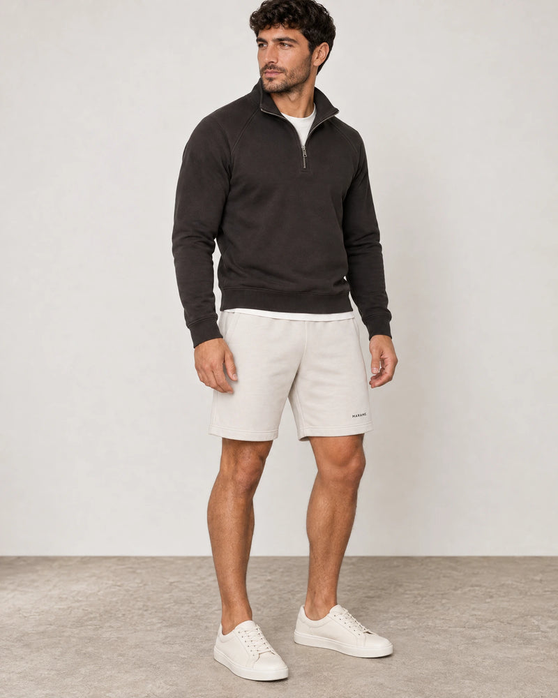 Cotton Fleece Lounge Shorts campaign 01|ash white