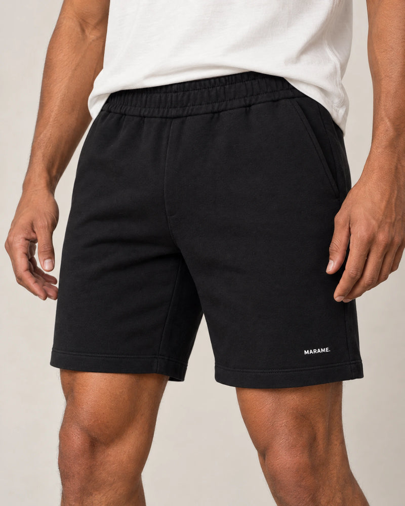Cotton Fleece Lounge Shorts campaign 03|black