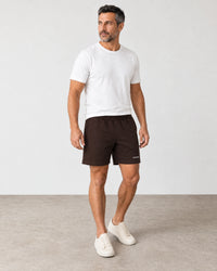 Cotton Fleece Lounge Shorts campaign 01|smoked brown